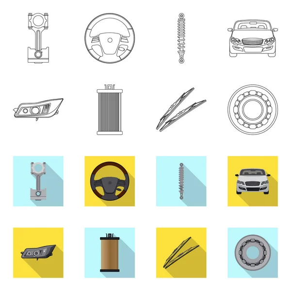 Projeto do vetor do sinal do automóvel e da peça. Coleção de auto e carro estoque vetor ilustração . — Vetor de Stock