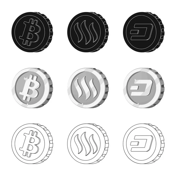 Vector design of cryptocurrency and coin logo. Set of cryptocurrency and crypto stock vector illustration. — Stock Vector