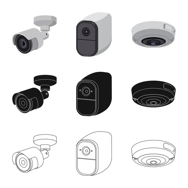 Vector design of cctv and camera symbol. Collection of cctv and system vector icon for stock. — Stock Vector