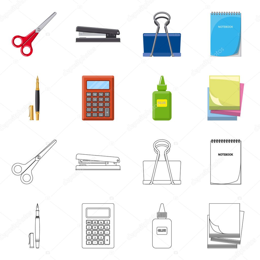 Vector illustration of office and supply logo. Set of office and school stock vector illustration.