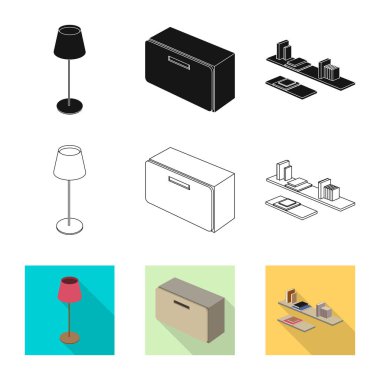 Yatak odası ve oda simge vektör tasarımı. Yatak ve mobilya hisse senedi simgesi için web topluluğu.