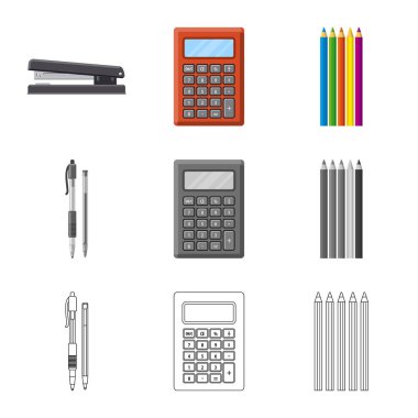 Office tasarım vektör ve işaret verin. Ofis ve okul hisse senedi vektör çizim topluluğu.