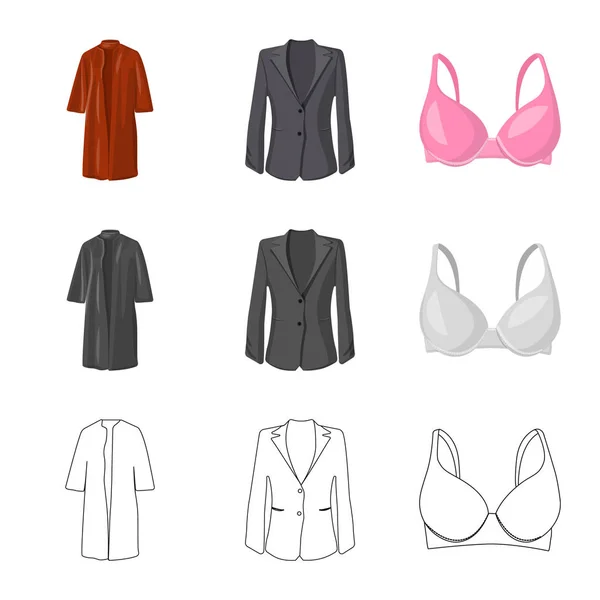 Ilustración vectorial del icono de la mujer y la ropa. Colección de la mujer y el desgaste vector de stock ilustración . — Vector de stock