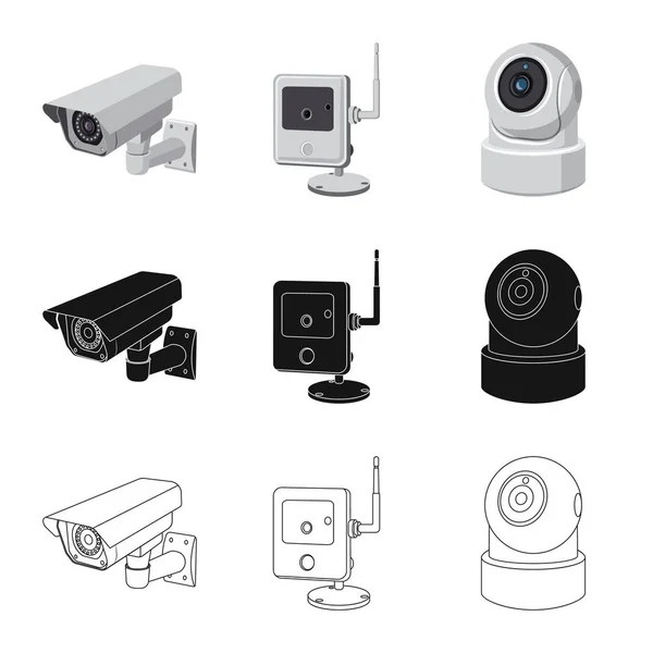 Ilustração vetorial de cctv e ícone da câmera. Conjunto de cctv e ícone do vetor do sistema para estoque . — Vetor de Stock