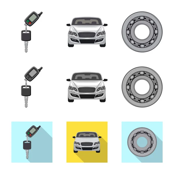 Illustrazione vettoriale dell'icona auto e parte. Set di auto e auto vettoriale icona per magazzino . — Vettoriale Stock