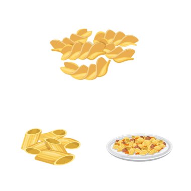 Makarna ve karbonhidrat simge vektör Illustration. Makarna ve makarna hisse senedi vektör çizim seti.