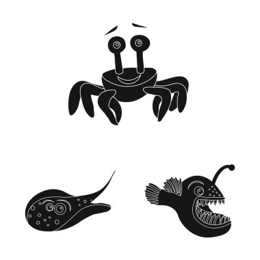 Deniz ve hayvan sembolü vektör Illustration. Deniz ve deniz vektör simgesini hissenin koleksiyonu.