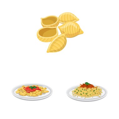 Makarna ve karbonhidrat simgesi yalıtılmış nesne. Makarna ve makarna koleksiyonu stok web simgesi.