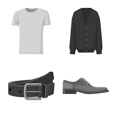 Adam ve giyim sembolü yalıtılmış nesne. Adam ayarla ve stok vektör çizim giymek.