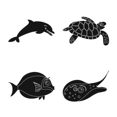 Deniz ve hayvan sembolü yalıtılmış nesne. Deniz ve deniz hisse senedi vektör çizim.