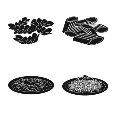 Makarna ve karbonhidrat işareti yalıtılmış nesne. Web için makarna makarna ve hisse senedi simgesi kümesi.