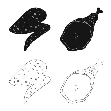 Vektör çizimi işareti eti ve jambon. Et ve hisse senedi için pişirme vektör ikon koleksiyonu.