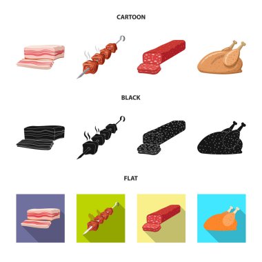 Et ve jambon simge vektör Illustration. Et ve hisse senedi vektör çizim pişirme.