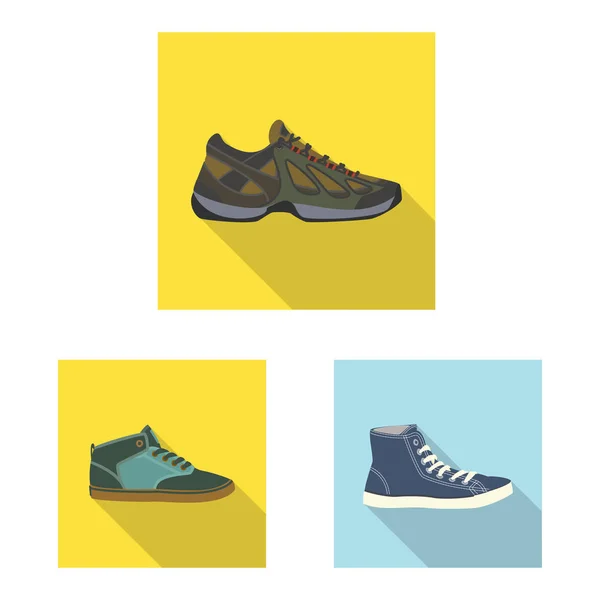 Conception vectorielle de la chaussure et des chaussures signe. Collection d'illustrations vectorielles de chaussures et de pieds . — Image vectorielle