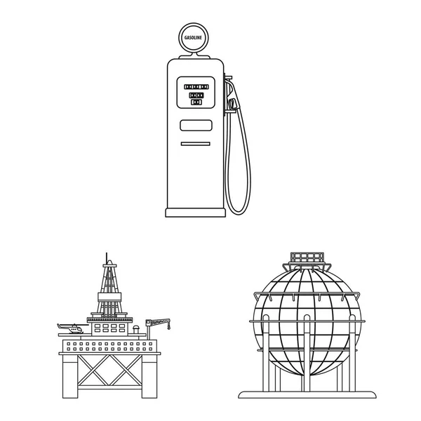 Ilustración vectorial del signo de petróleo y gas. Conjunto de aceite y gasolina símbolo de stock para web . — Archivo Imágenes Vectoriales