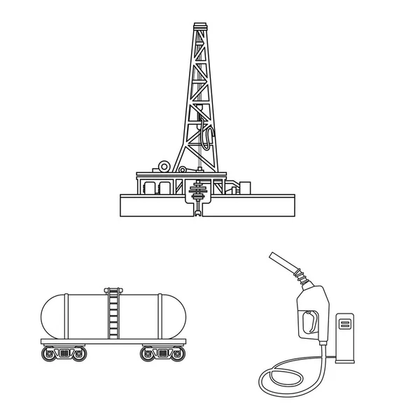 Objeto aislado del símbolo de petróleo y gas. Colección de aceite y aceite icono vector para stock . — Vector de stock