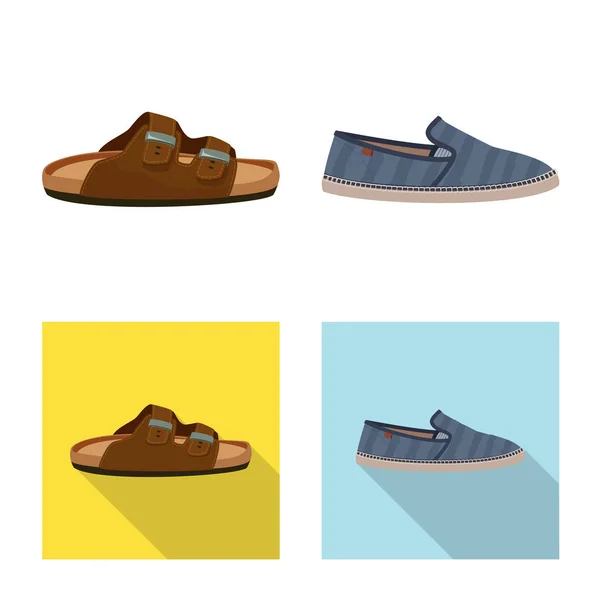 Objeto aislado de zapato y símbolo de calzado. Set de zapatos y pies stock vector ilustración . — Vector de stock