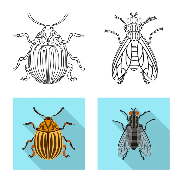 Ilustración vectorial del icono de insectos y moscas. Conjunto de insecto y elemento símbolo de stock para web . — Archivo Imágenes Vectoriales