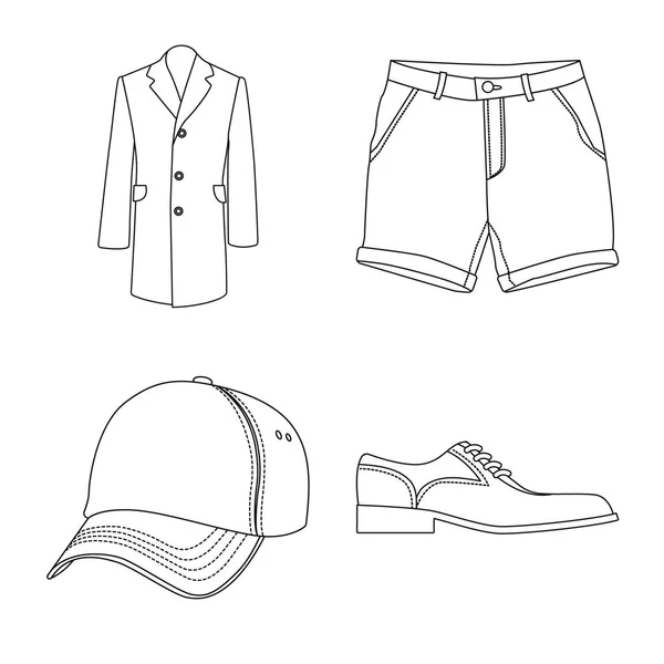 Vektorillustration av mannen och kläder tecken. Samling av mannen och slitage aktiesymbol för webben. — Stock vektor