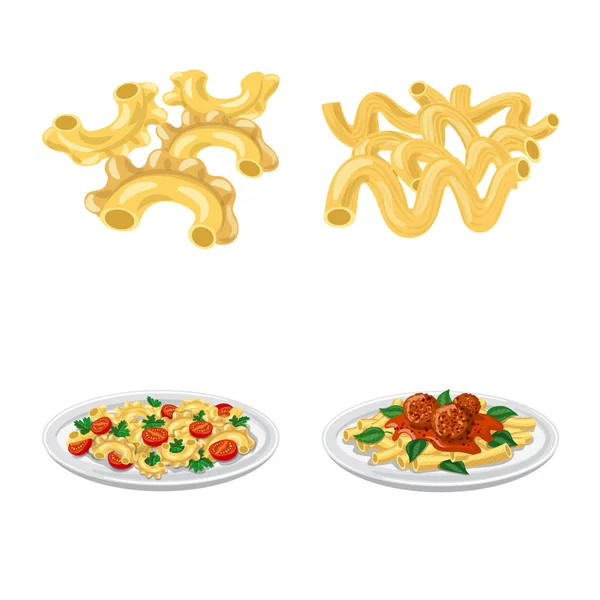 Design vettoriale dell'icona di pasta e carboidrati. Set illustrazione vettoriale pasta e maccheroni . — Vettoriale Stock