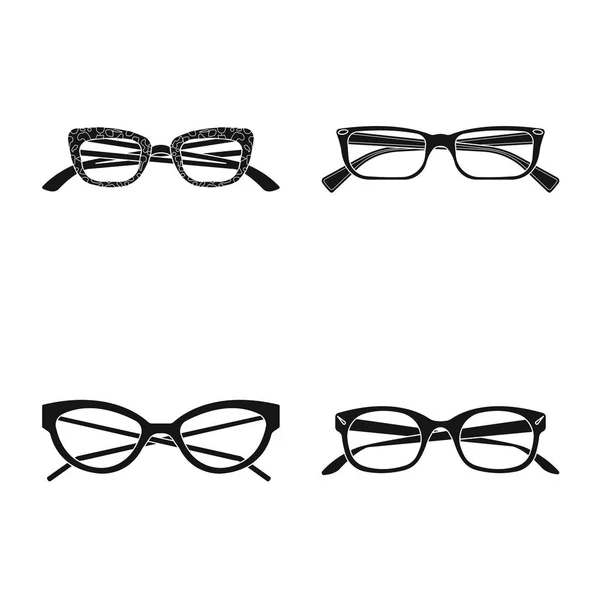Diseño vectorial de gafas e icono del marco. Conjunto de gafas y accesorio símbolo de stock para web . — Archivo Imágenes Vectoriales