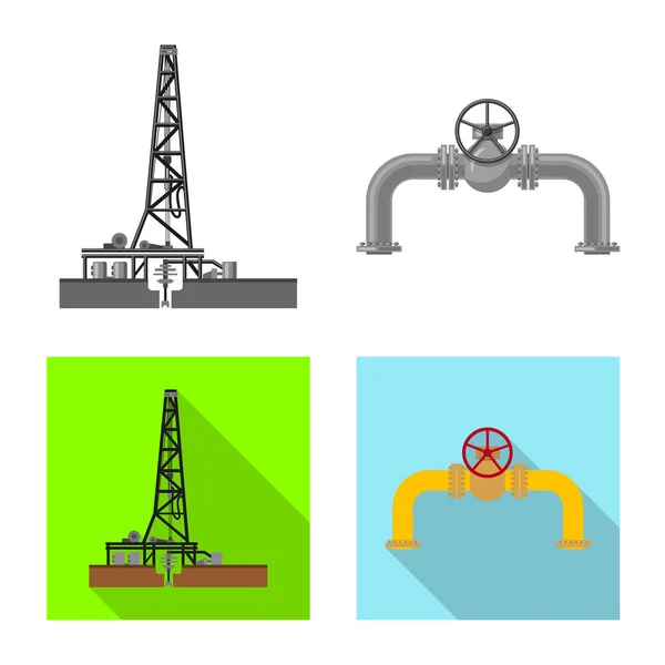 Vektorová design ikony ropy a zemního plynu. Sběr ropy a benzínu vektorové ikony pro stock. — Stockový vektor