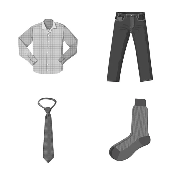 Projeto vetorial do homem e logotipo da roupa. Conjunto de homem e vetor de desgaste ícone para estoque . — Vetor de Stock