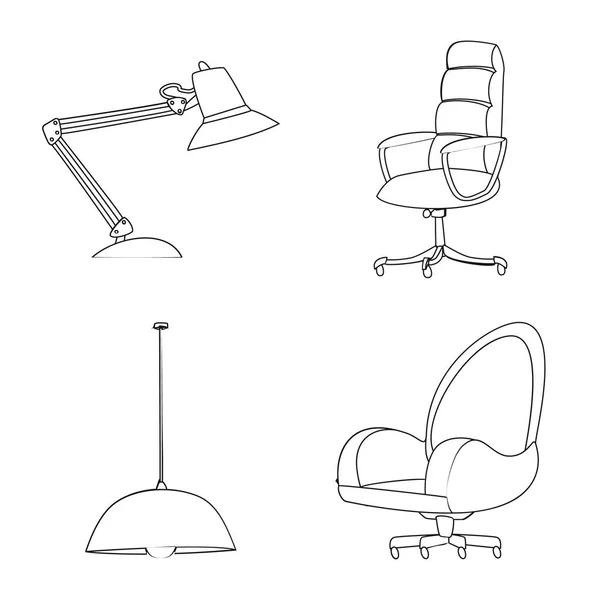 Vektor-Design von Möbeln und Arbeitsikone. Sammlung von Möbeln und Home Vektor Icon für Lager. — Stockvektor