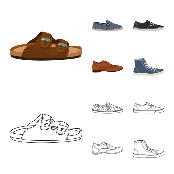 Vector illustration of shoe and footwear logo. Set of shoe and foot vector icon for stock. — Stock Vector