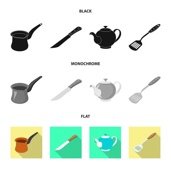 Vektor design av köket och koka symbol. Uppsättning av kök och apparaten lager vektorillustration. — Stock vektor