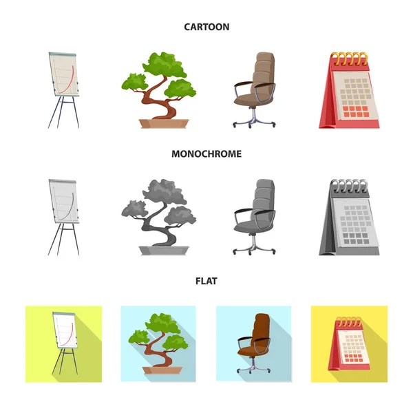 Vector design of furniture and work icon. Collection of furniture and home stock vector illustration. — Stock Vector