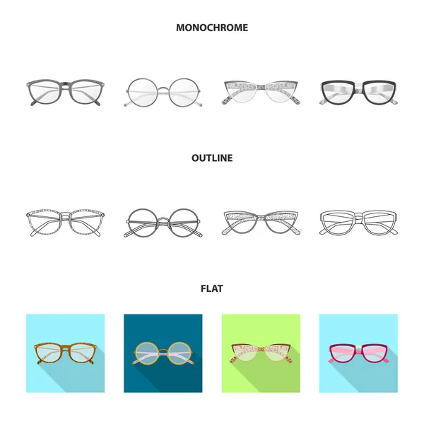 Illustration vectorielle des lunettes et du logo du cadre. Collection de lunettes et accessoires illustration vectorielle de stock . — Image vectorielle