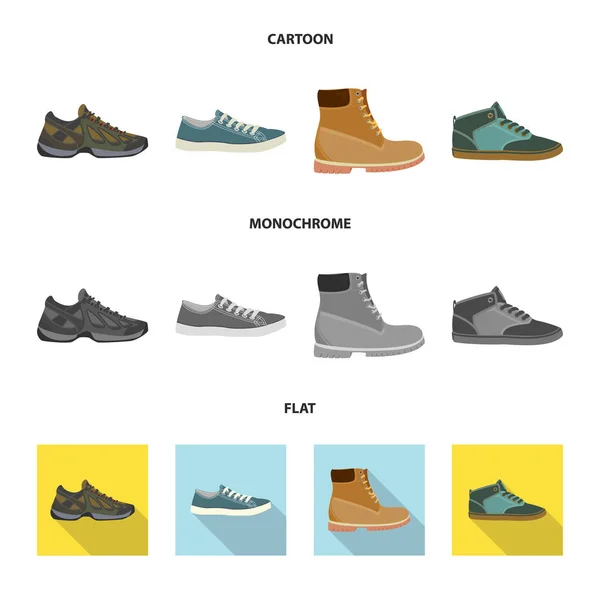 Ізольований об'єкт взуття та взуття. Колекція взуття та ноги Векторні ілюстрації . — стоковий вектор