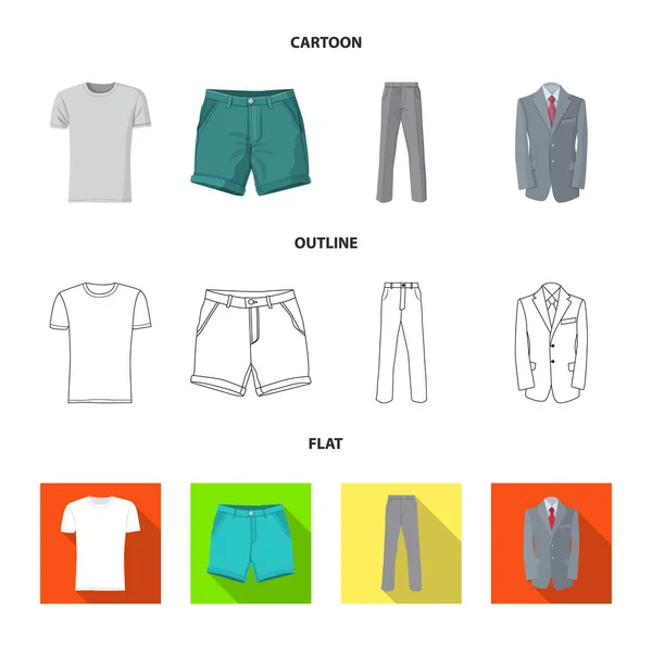Ontwerp van de vector van mens en kleding pictogram. Instellen van de mens en het dragen van vector pictogram voor voorraad. — Stockvector