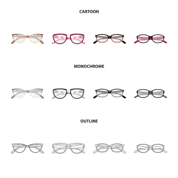 Vector illustration of glasses and frame logo. Set of glasses and accessory stock vector illustration. — Stock Vector