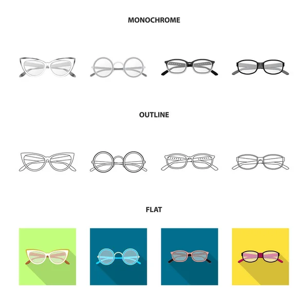 Objet isolé de lunettes et icône de cadre. Collection de lunettes et accessoire stock symbole pour web . — Image vectorielle