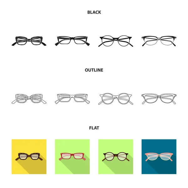 Projeto do vetor de óculos e sinal de quadro. Conjunto de óculos e símbolo de estoque acessório para web . — Vetor de Stock