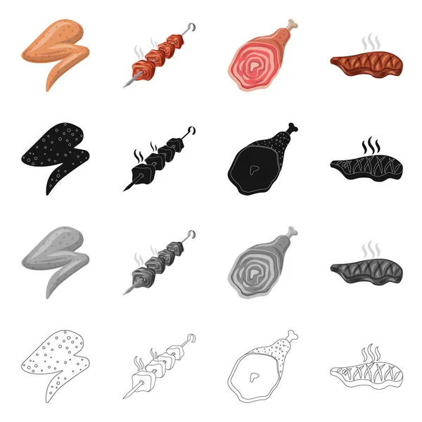 Design vettoriale dell'icona di carne e prosciutto. Raccolta di carne e brodo di cottura simbolo per il web . — Vettoriale Stock