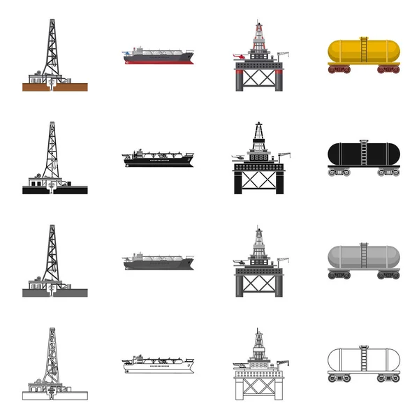 Vectorillustratie van olie- en gas-logo. Set van olie- en benzineprijzen aandelensymbool voor web. — Stockvector