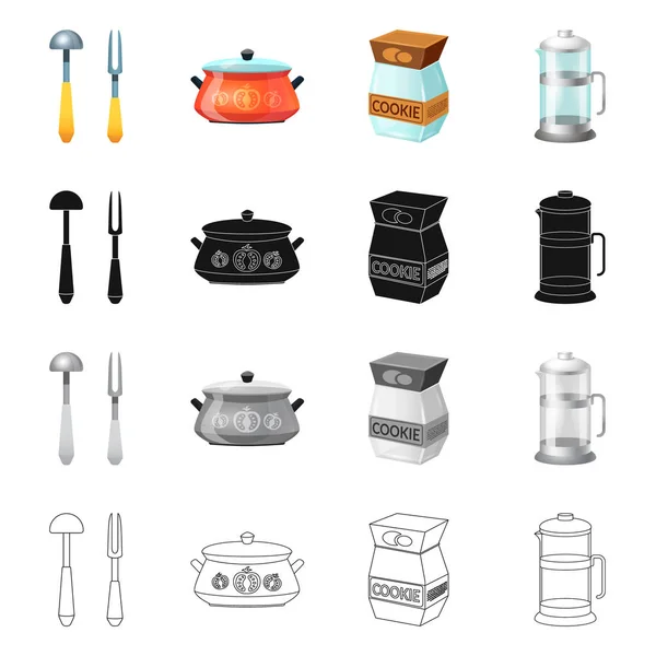 Isolé objet de cuisine et cuisinier icône. Collection d'illustration vectorielle de stock de cuisine et d'appareils . — Image vectorielle