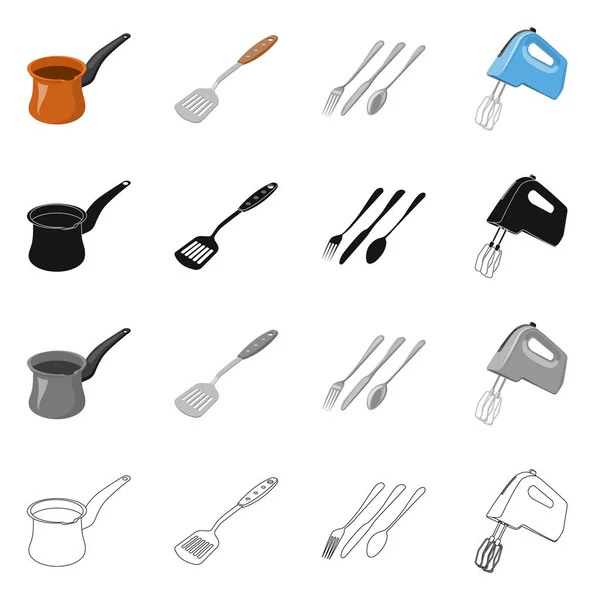 Ilustración vectorial del logotipo de cocina y cocinero. Conjunto de ilustración de vectores de cocina y electrodomésticos . — Vector de stock