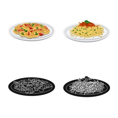 Makarna ve karbonhidrat logosu yalıtılmış nesne. Makarna ve makarna koleksiyonu stok web simgesi.
