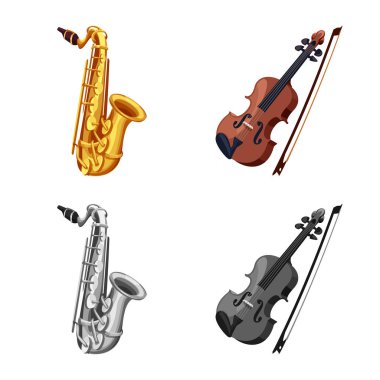 Müzik ve melodi logo yalıtılmış nesne. Müzik ve aracı hisse senedi vektör çizim topluluğu.