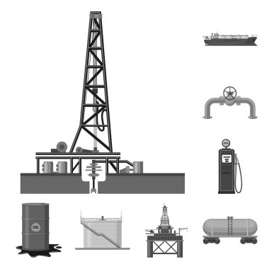 Petrol ve gaz simge vektör Illustration. Petrol kümesi ve hisse senedi için benzin vektör simgesi.
