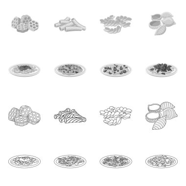 Makarna ve karbonhidrat işareti vektör Illustration. Makarna ve makarna hisse senedi vektör çizim topluluğu.