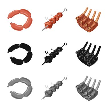 Eti ve jambon logosu yalıtılmış nesne. Et ve hisse senedi simgesi web için pişirme.