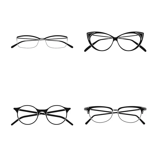 メガネ ・ フレームのシンボルの孤立したオブジェクト。メガネとアクセサリー web 株式記号のセット. — ストックベクタ