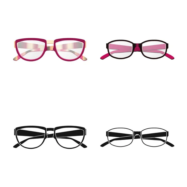 Απομονωμένο αντικείμενο γυαλιά και το πλαίσιο του συμβόλου. Συλλογή από γυαλιά και αξεσουάρ σύμβολο μετοχής για το web. — Διανυσματικό Αρχείο