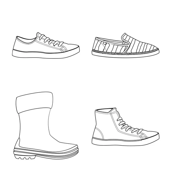 Diseño vectorial del logotipo del zapato y del calzado. Conjunto de zapato y pie símbolo de stock para web . — Archivo Imágenes Vectoriales