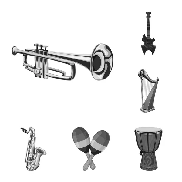 Векторный дизайн музыки и настраиваемый логотип. Набор музыкальных и инструментальных инструментов . — стоковый вектор